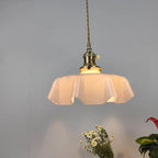 Traditional Japanese Cream Petal Glass Iron 1-light Pendant Light for Dining Room BulbSquare