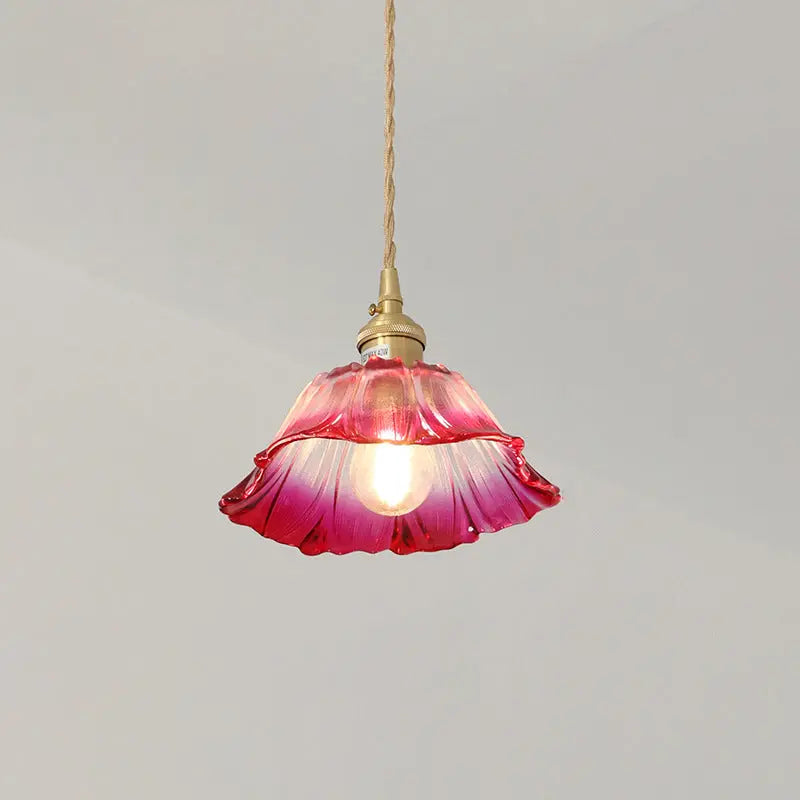 Modern Art Deco Sunflower Copper Glass 1-light Pendant Light for Living Room Lumendat