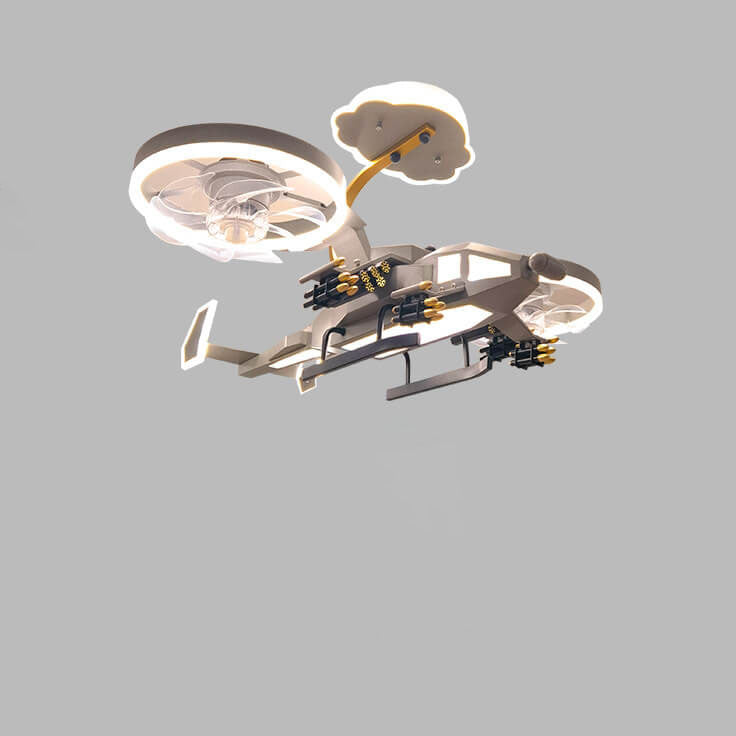 Lumendat Modern Children's Helicopter Hardware Acrylic LED Semi-Flush Mount Ceiling Fan Light Lumendat