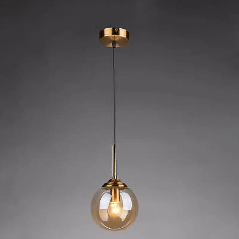Contemporary Nordic Copper Spherical Glass Shade 1/3/5-light Island Light Chandelier for Dining Room Lumendat