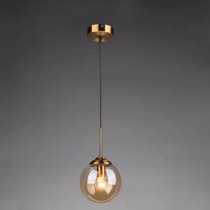 Contemporary Nordic Copper Spherical Glass Shade 1/3/5-light Island Light Chandelier for Dining Room