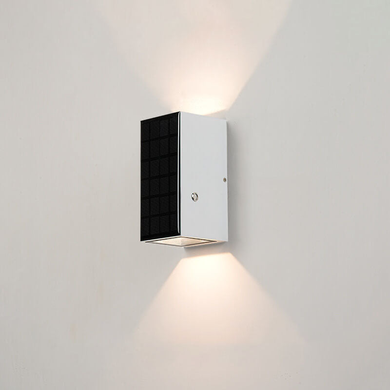Modern Solar Black Rectangular Die-Cast Aluminum Solar LED Outdoor Wall Light Lumendat