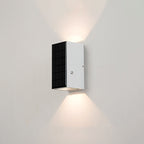 Modern Solar Black Rectangular Die-Cast Aluminum Solar LED Outdoor Wall Light Lumendat