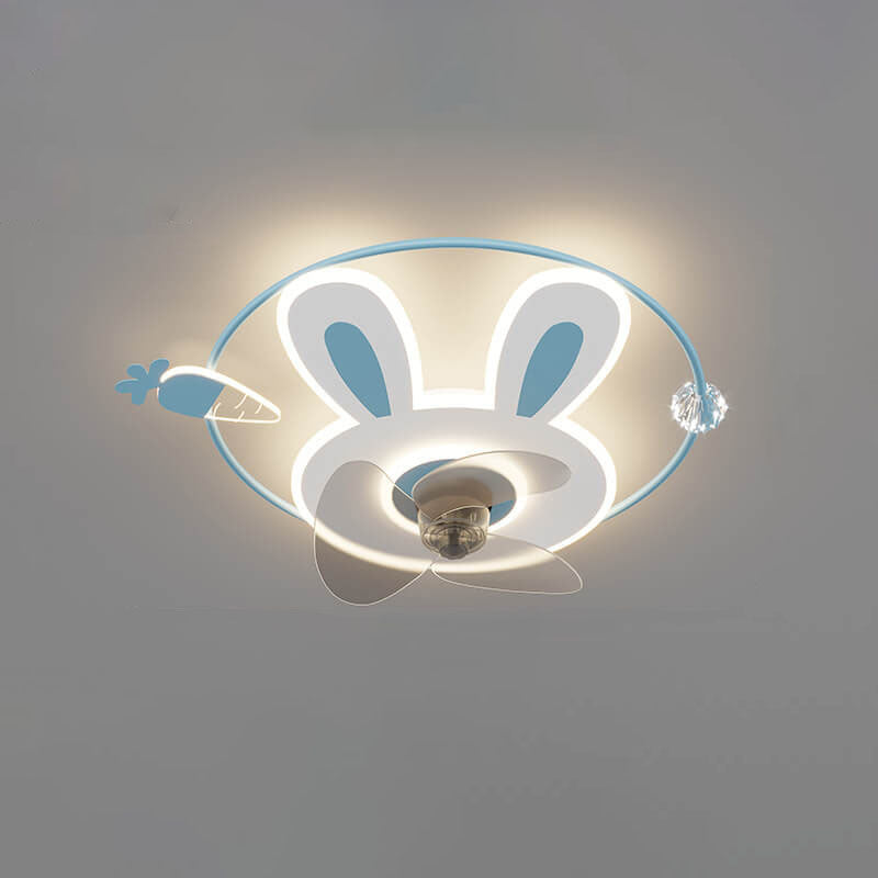 Lumendat Cartoon Creative Bunny Carrot LED Flush Mount Ceiling Fan Light Lumendat