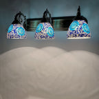 Tiffany Mediterranean Horn Stained Glass 3-Light Bathroom Vanity Mirror Front Wall Sconce Lamp Lumendat