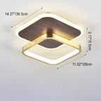 Modern Minimalist Aluminum Circular Square LED Semi-flush Mount Ceiling Light