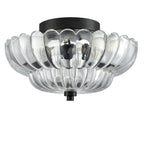 Contemporary Luxury Floral Glass Iron 3-Light Semi-Flush Mount Ceiling Light For Bedroom