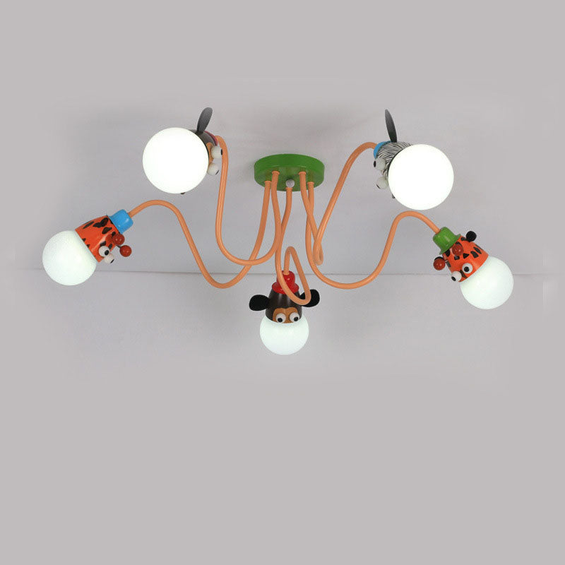 Lumendat Cartoon Creative Animal Light Head 3/4/5 Light Kids Semi-Flush Mount Ceiling Light Lumendat