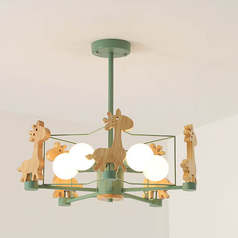 Lumendat Scandinavian Modern Children's Giraffe Diamond Pentagram Iron 5-Light Island Chandelier Lumendat