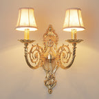European Modern Luxury Candelabra Carved Zinc Alloy Fabric 2-Light Wall Sconce Lamp Lumendat