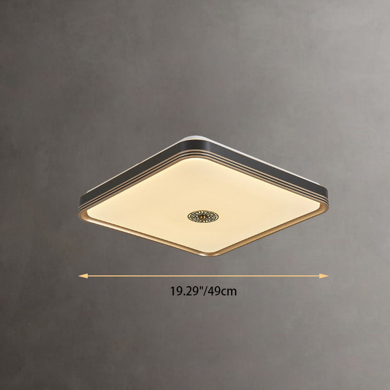 Traditional Chinese Square Geometric Acrylic LED Flush Mount Ceiling Light for Living Room