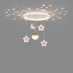 Lumendat Contemporary Creative Starry Night Acrylic Round Shade LED Kids Flush Mount Ceiling Light For Bedroom Lumendat