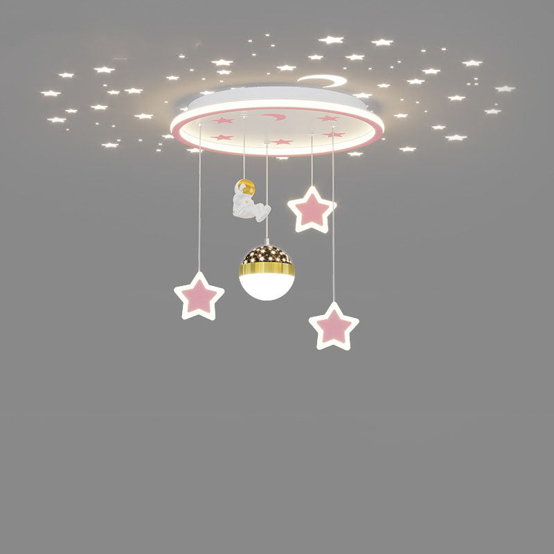 Lumendat Contemporary Creative Starry Night Acrylic Round Shade LED Kids Flush Mount Ceiling Light For Bedroom Lumendat