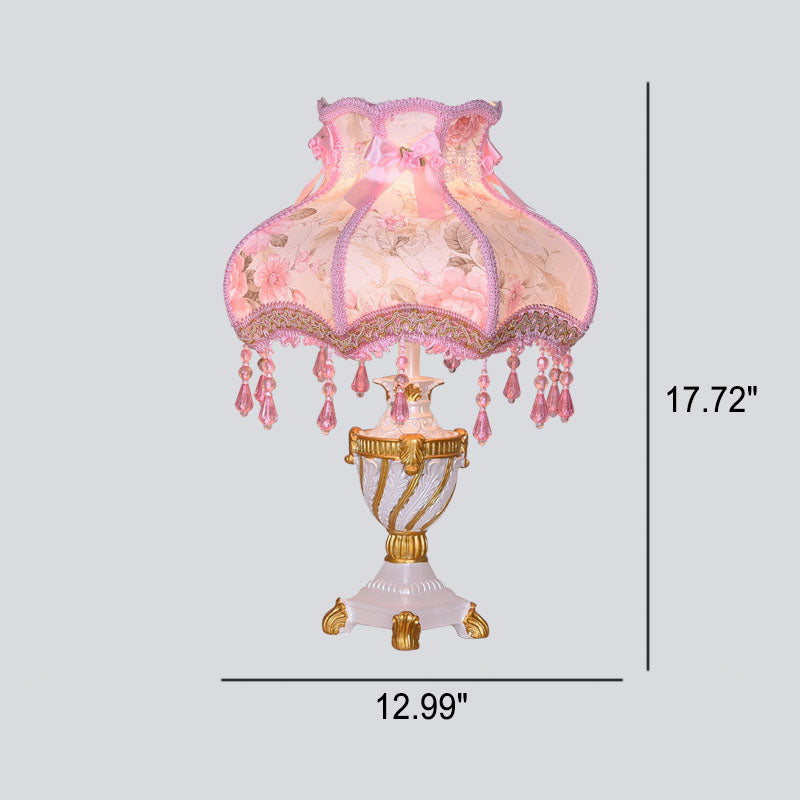 European Luxury Fabric Lace Resin 1-Light Table Lamp Lumendat