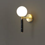 Nordic Ball Shade Marble Straight Arm 1-Light Wall Sconce Lamp Lumendat