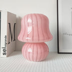 French Cream Handmade Glass Mushroom 1-Light Table Lamp Lumendat
