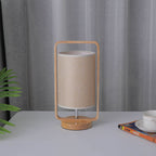 Modern Minimalist Wood Cloth Portable LED Night Light Table Lamp Lumendat