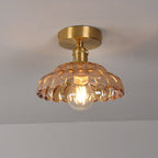Vintage Brass Glass Dome 1-light Semi-flush Mount Ceiling Light BulbSquare
