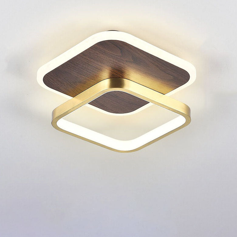Modern Minimalist Aluminum Circular Square LED Semi-flush Mount Ceiling Light