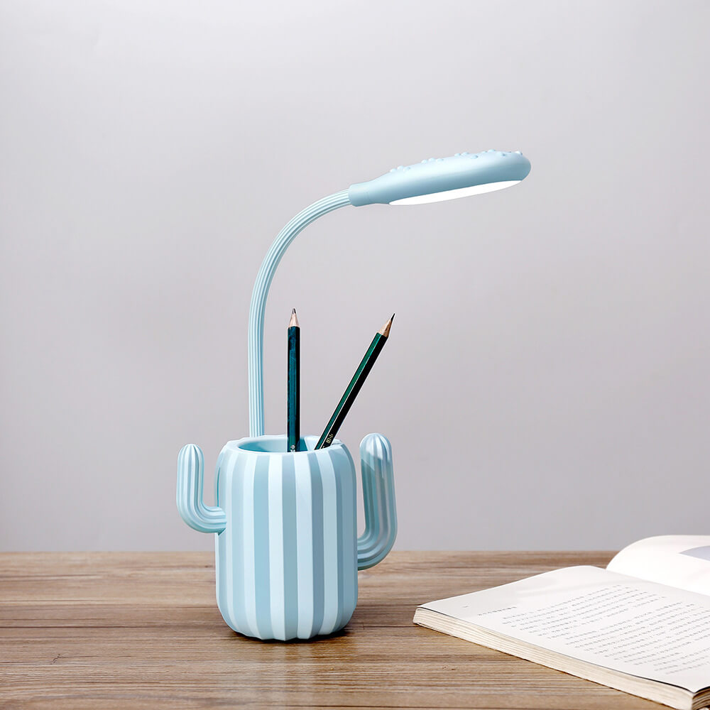 Lumendat Modern Children's Plastic Cactus Pencil Eye Protection USB LED Table Lamp Lumendat