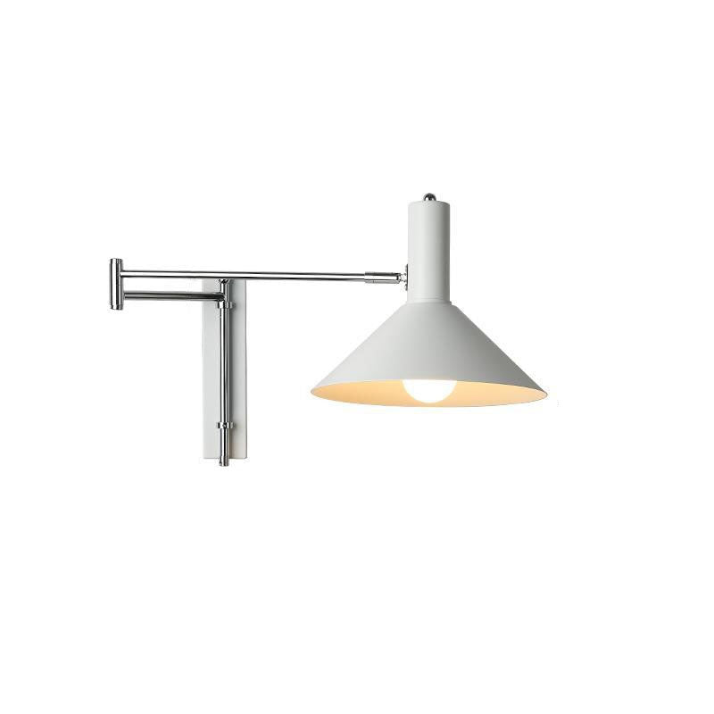 Modern Minimalist Round Tapered Iron 1-Light Retractable Wall Sconce Lamp For Bedroom Lumendat