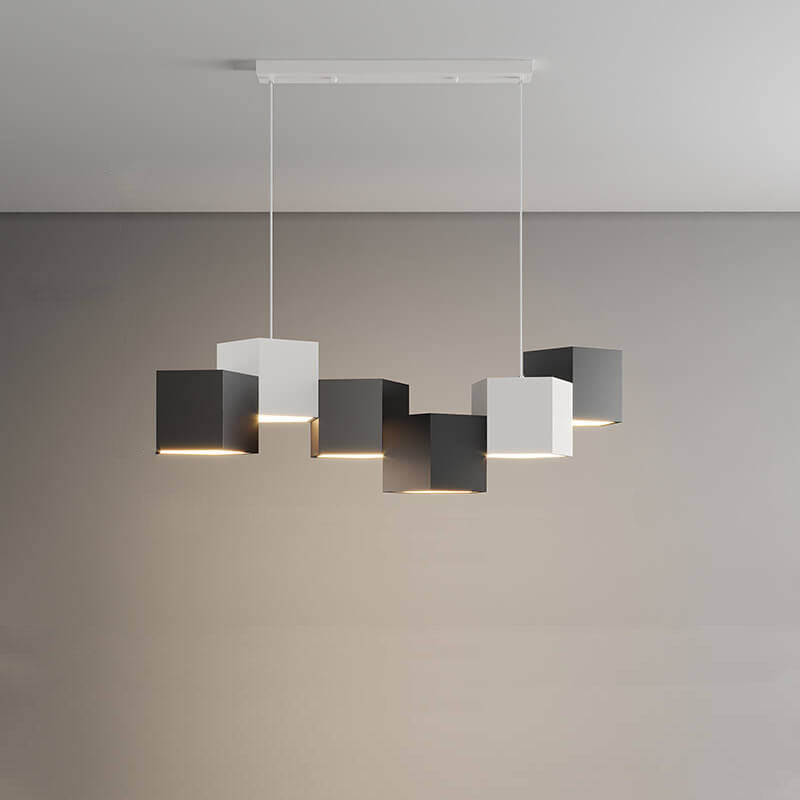 Modern Creative Square Geometric Iron LED Macaron Chandelier BulbSquare