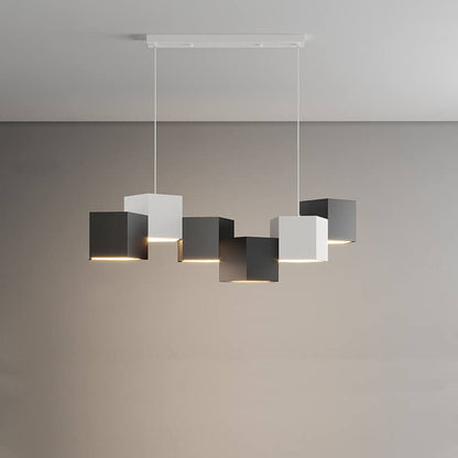 Modern Creative Square Geometric Iron LED Macaron Chandelier