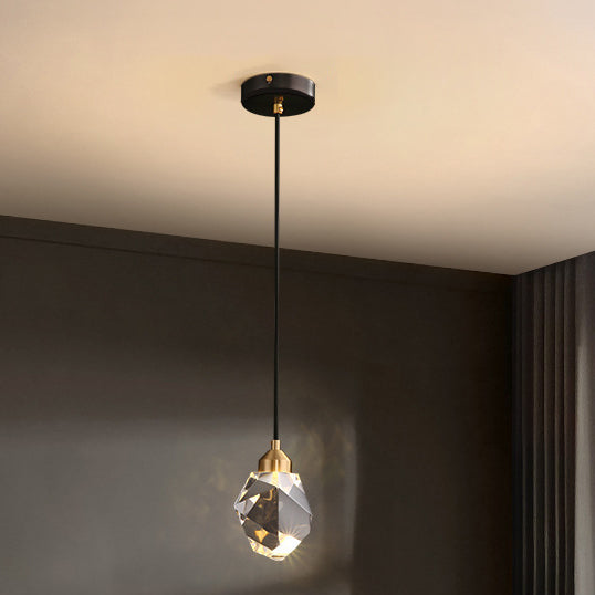 Modern Luxury Sparkling Crystal Stone Iron LED Pendant Light For Living Room
