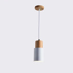 Contemporary Nordic Cylinder Metal Wood 1-light Pendant Light for Living Room