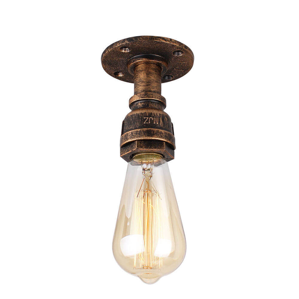 Vintage Steampunk Style Iron Glass Shade 1-light Flush Mount Ceiling Light