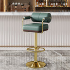 Contemporary Luxury Faux Leather Upholstered Height Adjustable Swivel Bar Stool Armrest Footrest For Dining Room DFM-F
