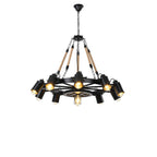 Contemporary Industrial Retro Gear Wrought Ion Hemp Rope 7/9/11-Light Chandelier For Living Room Lumendat