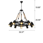 Industrial Retro Gear Wrought Ion Hemp Rope 6/8/10-light Chandelier Lumendat