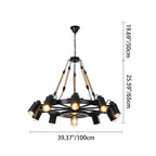 Contemporary Industrial Retro Gear Wrought Ion Hemp Rope 7/9/11-Light Chandelier For Living Room Lumendat
