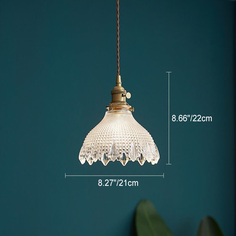 Contemporary Nordic Floral Glass Brass 1-Light Pendant Light For Living Room & Bedroom