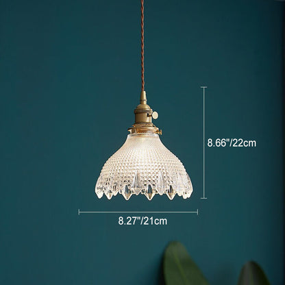 Contemporary Nordic Floral Glass Brass 1-Light Pendant Light For Living Room & Bedroom