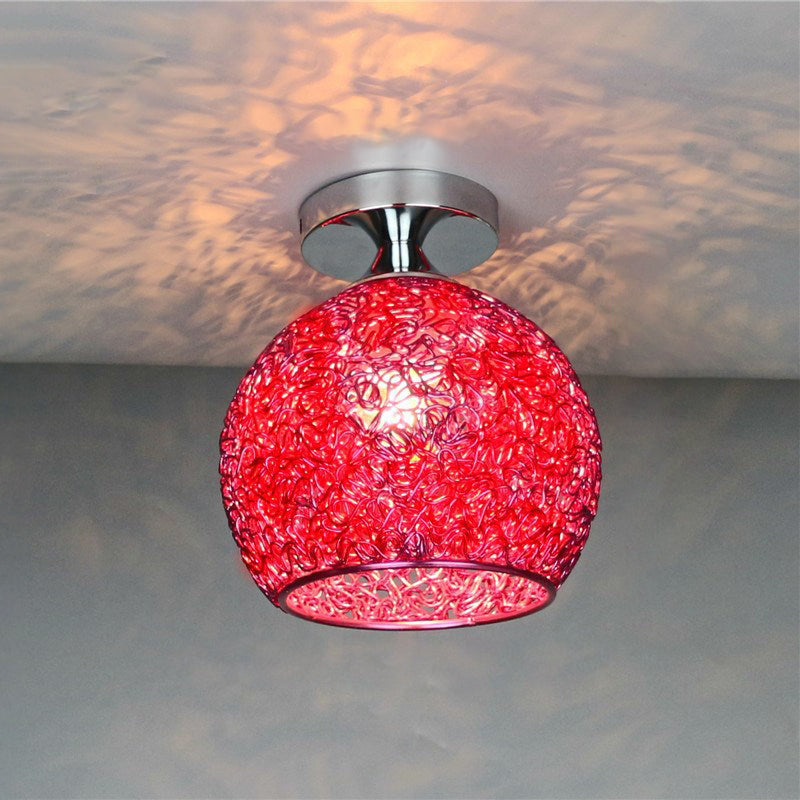 Contemporary Scandinavian Iron Aluminum Weaving Ball 1-light Semi-flush Mount Ceiling Light for Hallway