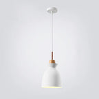 Contemporary Nordic Oak Wood Iron Bell Cone Dome 1-light Pendant Light for Living Room Lumendat