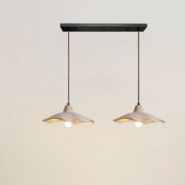Japanese Vintage Cement Flower Lampshade Island Light Chandelier – 1/2/3 Light