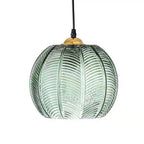 Contemporary Simplicity Green Leaf Patterned Glass Ball Shade 1-light Pendant Light for Living Room Lumendat