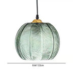 Contemporary Simplicity Green Leaf Patterned Glass Ball Shade 1-light Pendant Light for Living Room Lumendat