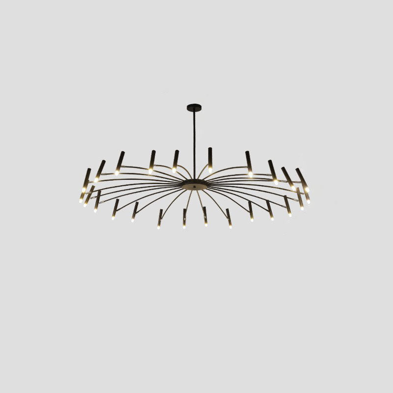 Contemporary Scandinavian Round Radioactive Iron Aluminum 12/24 Light Chandelier for Living Room