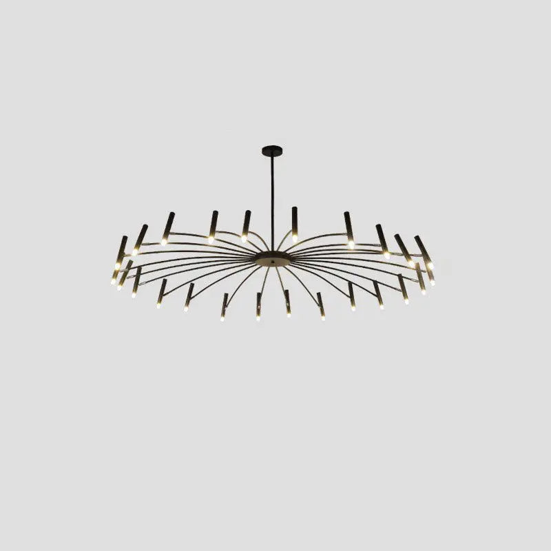 Contemporary Scandinavian Round Radioactive Iron Aluminum 12/24 Light Chandelier for Living Room Lumendat