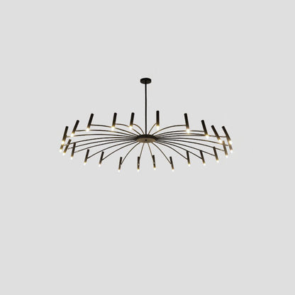 Contemporary Scandinavian Round Radioactive Iron Aluminum 12/24 Light Chandelier for Living Room