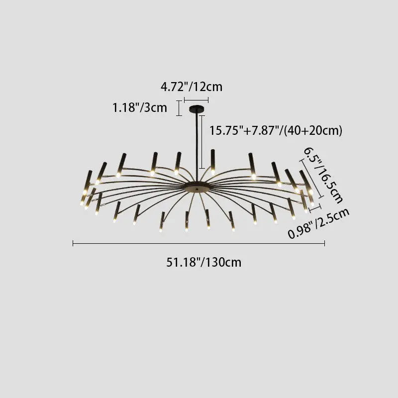 Contemporary Scandinavian Round Radioactive Iron Aluminum 12/24 Light Chandelier for Living Room Lumendat