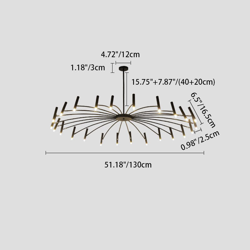 Contemporary Scandinavian Round Radioactive Iron Aluminum 12/24 Light Chandelier for Living Room