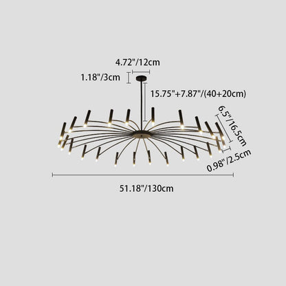 Contemporary Scandinavian Round Radioactive Iron Aluminum 12/24 Light Chandelier for Living Room