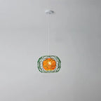 Modern Minimalist Weaving Hemp Ball Iron Drum 1-light Pendant Light for Living Room BulbSquare