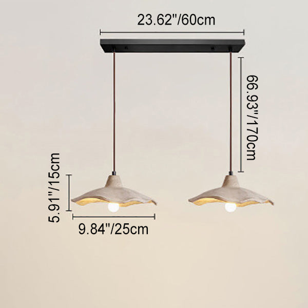 Japanese Vintage Cement Flower Lampshade Island Light Chandelier – 1/2/3 Light