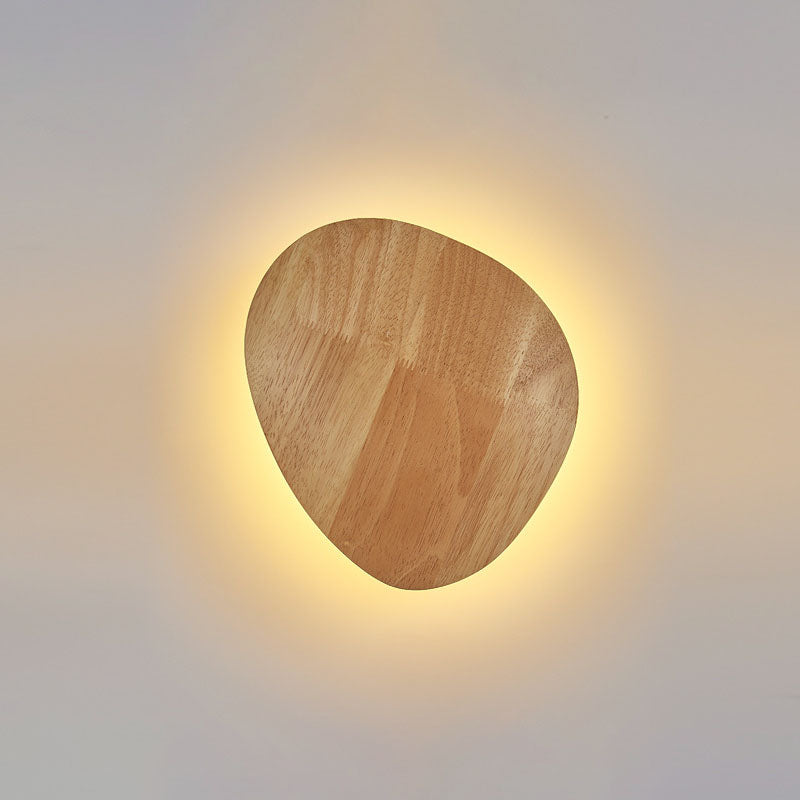 Modern Minimalist Round Irregular Oval Wood LED Wall Sconce Lamp For Living Room Lumendat